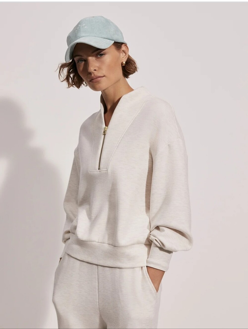 Varley Cream Half-Zip Sweatshirt